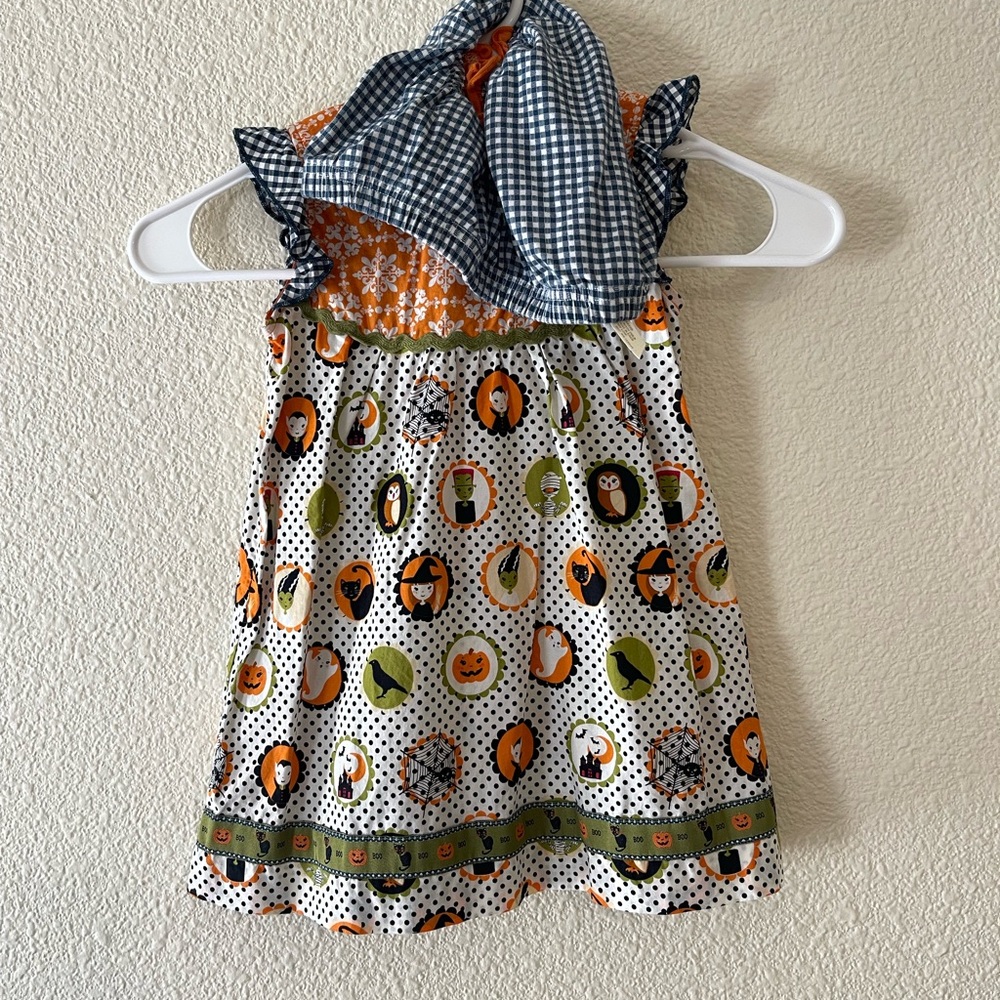 Matilda Jane Orange and Green Halloween dress with matching bloomers 18/24mths